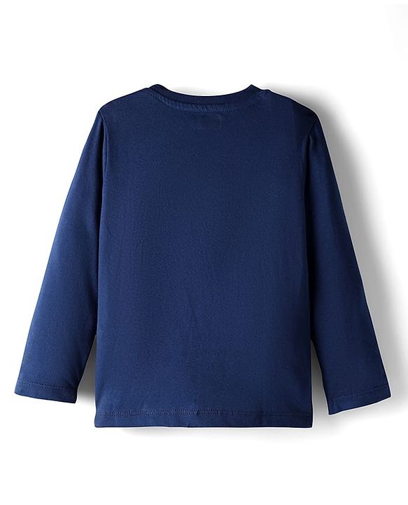 Babyhug 100% Cotton Knit Full Sleeves T-Shirt with Animal Graphic Pack of 3 - Navy Blue Yellow & Light Blue