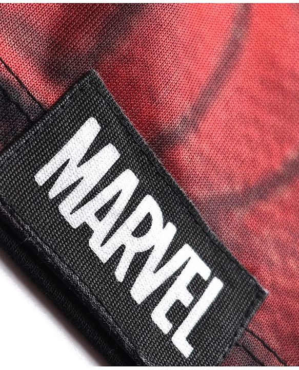 Pine Kids Marvel Single Jersey Knit Drop Shoulder Half Sleeves Oversized T-Shirt with Spiderman Graphics - Red & Black