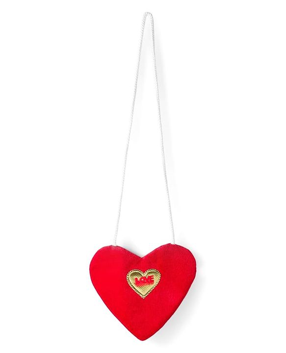 Babyhug Cotton Knit Full Sleeves Frock & Legging With Heart Shaped Sling Bag & Heart Print - Red & White
