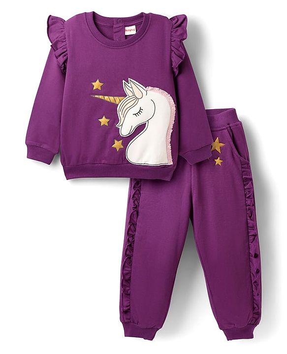 Babyhug Cotton Knit Full Sleeves T-Shirt & Lounge Pant Set Jungle Adventure Print - Multicolour