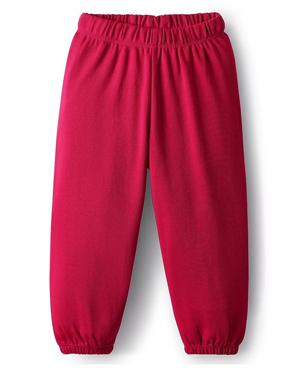 Babyhug Interlock Knit Full Sleeves Top & Trouser Set With Animal Patch - Maroon