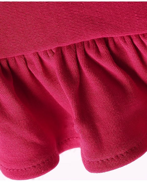 Babyhug Interlock Knit Full Sleeves Top & Trouser Set With Animal Patch - Maroon