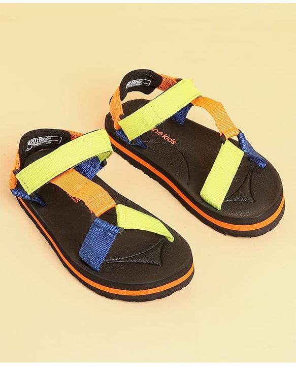 Pine Kids Velcro Closure Sandals - Orange & Blue