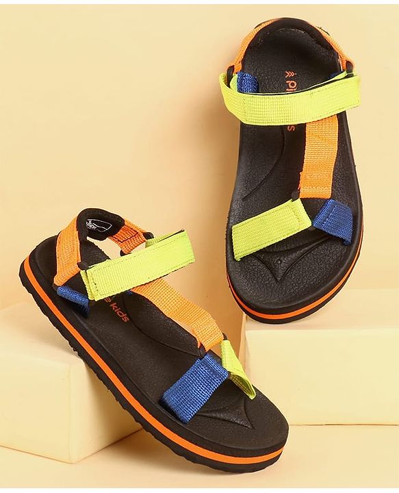 Pine Kids Velcro Closure Sandals - Orange & Blue