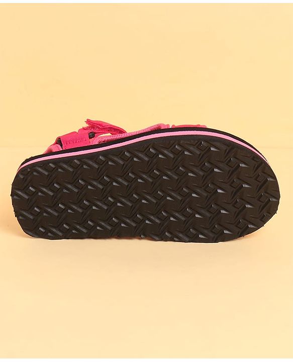 Pine Kids Velcro Closure Sandals with Leaves Print - Pink