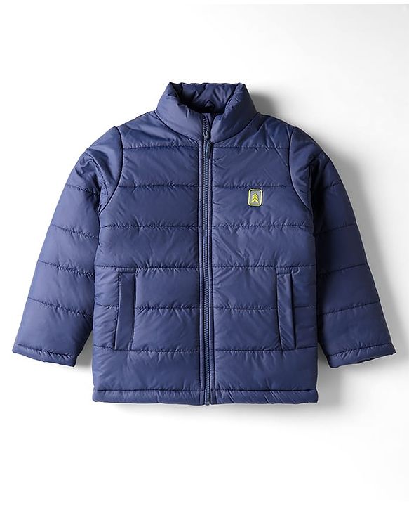 Pine Kids Woven Full Length Solid Padded Jacket - Navy Blue
