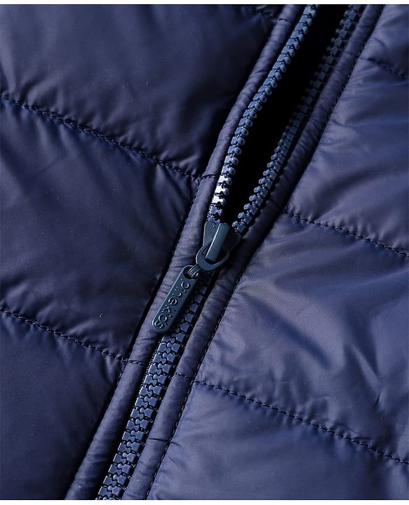 Pine Kids Woven Full Length Solid Padded Jacket - Navy Blue