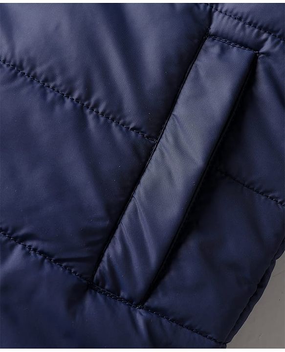 Pine Kids Woven Full Length Solid Padded Jacket - Navy Blue