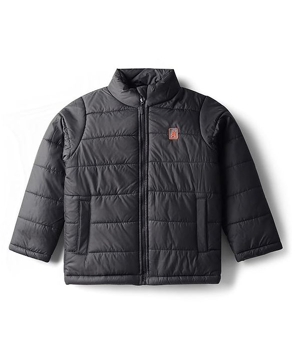 Pine Kids Woven Full Length Solid Padded Jacket - Navy Blue