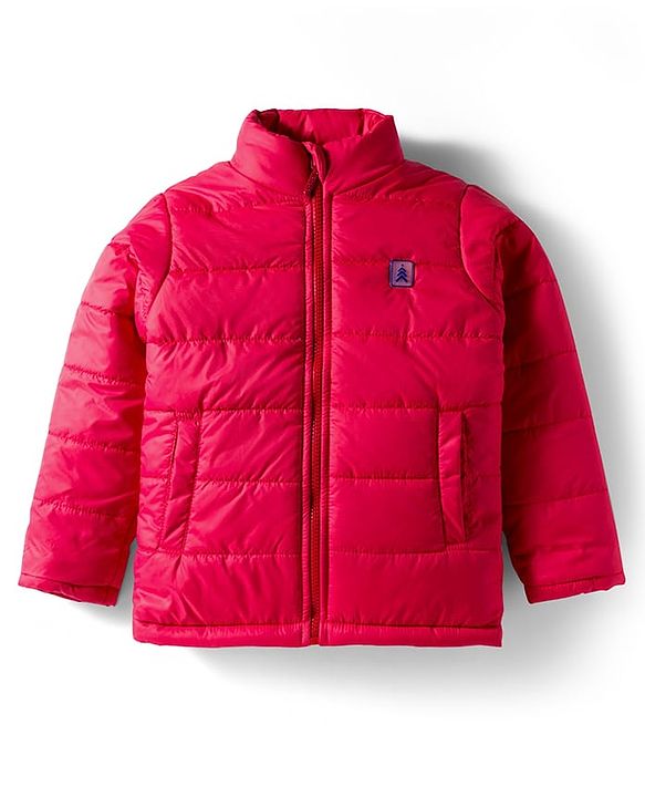 Pine Kids Woven Full Length Solid Padded Jacket - Navy Blue