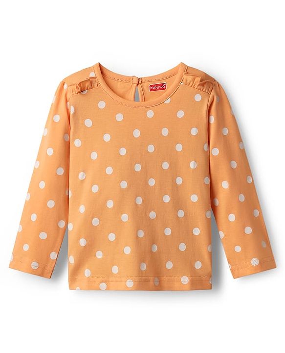 Babyhug 100% Cotton Knit Full Sleeves T-Shirts with Floral & Polka Dots Print Pack of 3 - Grey Pink & Orange