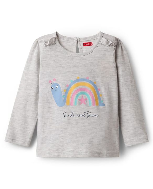 Babyhug 100% Cotton Knit Full Sleeves T-Shirts with Floral & Polka Dots Print Pack of 3 - Grey Pink & Orange