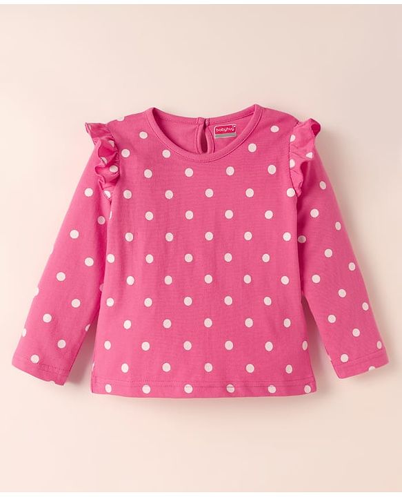 Babyhug 100% Cotton Knit Full Sleeves Striped T-Shirts with Star Polka Dots & Rainbow Print Pack of 3 - Pink Yellow & White