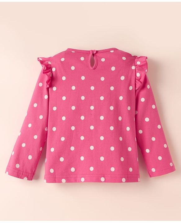 Babyhug 100% Cotton Knit Full Sleeves Striped T-Shirts with Star Polka Dots & Rainbow Print Pack of 3 - Pink Yellow & White