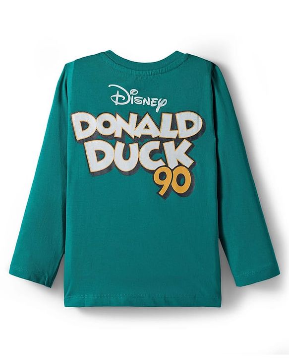 Babyhug Disney Single Jersey Knit Full Sleeves T-Shirt with Front and Back Donald Duck Graphics - Dark Green