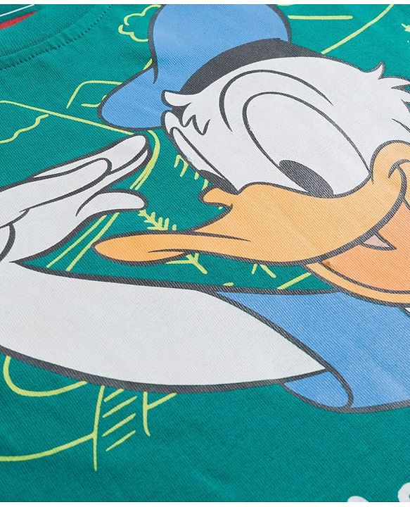 Babyhug Disney Single Jersey Knit Full Sleeves T-Shirt with Front and Back Donald Duck Graphics - Dark Green