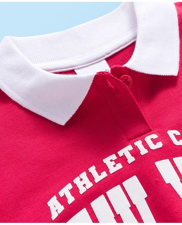 Babyhug Cotton Knit Full Sleeves Overlapped Sweatshirt With New York Print - Red