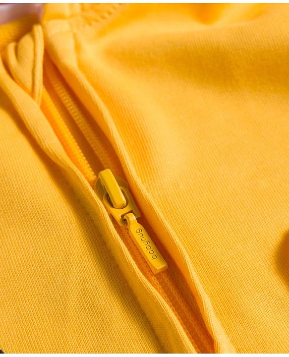 Babyhug Cotton Knit Full Sleeves Hooded Sweatjacket With Rainbow Graphics & Cat Embroidery - Yellow