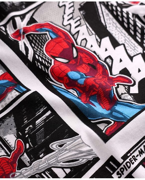Pine Kids Marvel Single Jersey Knit Half Sleeves Co-ords Night Suit with Spider Man Graphics - Multicolor