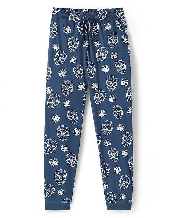 Pine Kids Marvel Single Jersey Knit Half Sleeves Night Suit with Spider Man Graphics - Blue