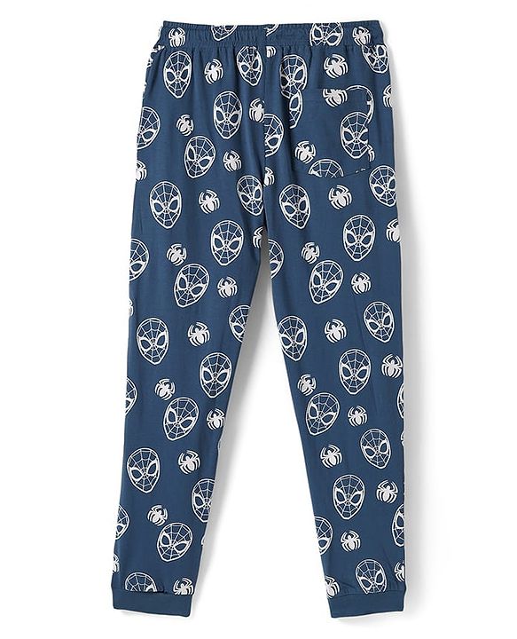 Pine Kids Marvel Single Jersey Knit Half Sleeves Night Suit with Spider Man Graphics - Blue