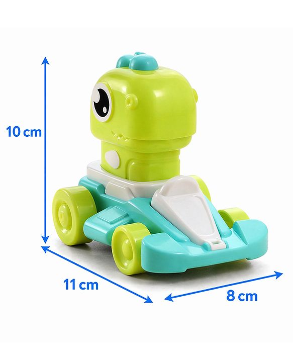 Babyhug Press & Go Dinosaur Toy Car for Kids - Green Battery Free Push & Go Animal Car Toy Motor Skill Development & Fun Play Imaginative Play| Gifting Option BIS Certified