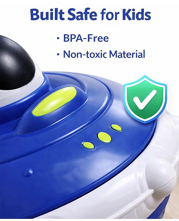 Babyhug Press & Go Spaceship Toy for Kids - Blue| Battery-Free Push & Go Toy| Space-Themed Toy for Motor Skill Development & Fun Play| Imaginative Play| Gifting Option