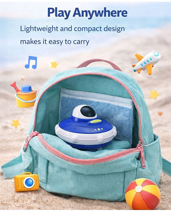 Babyhug Press & Go Spaceship Toy for Kids - Blue| Battery-Free Push & Go Toy| Space-Themed Toy for Motor Skill Development & Fun Play| Imaginative Play| Gifting Option