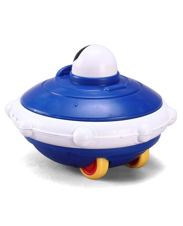 Babyhug Press & Go Spaceship Toy for Kids - Blue| Battery-Free Push & Go Toy| Space-Themed Toy for Motor Skill Development & Fun Play| Imaginative Play| Gifting Option