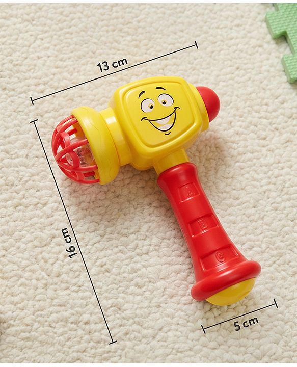 Babyhug Hammer Toy for Babies with Rattle Sound  Yellow| ABS Plastic Baby Activity Toy| Improves Motor Skills & Sensory Development| Easy Grip Manual Hammer Toy| Toddler Gifting Option