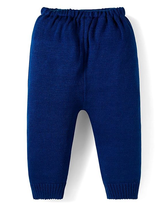 Babyhug Knit Full Sleeves Sweater Set with Star Design - Navy Blue