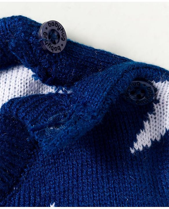 Babyhug Knit Full Sleeves Sweater Set with Star Design - Navy Blue