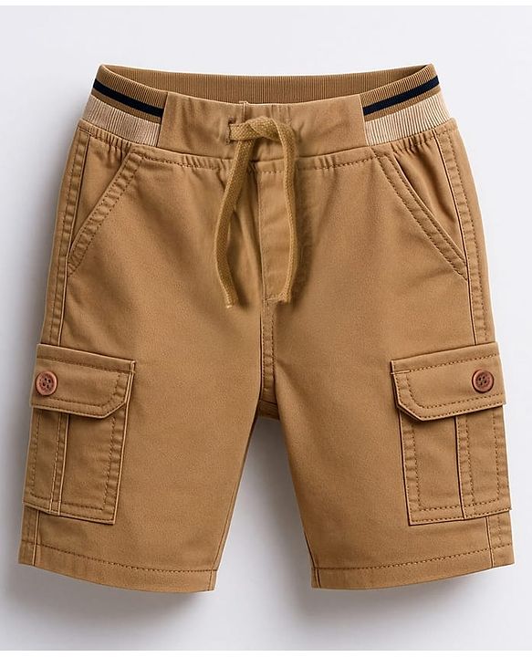 Babyhug Twill Woven Above Knee Length Bermuda With Stretch - Tan