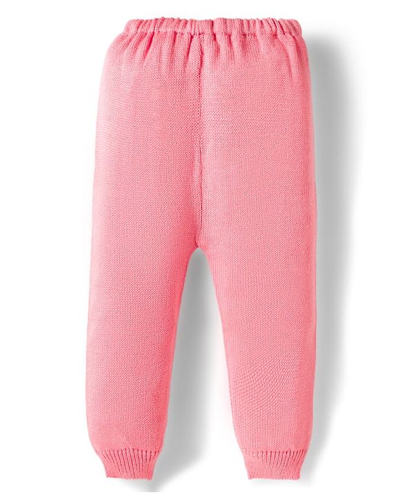 Babyhug Knitted Full Sleeves Sweater Set With Heart Design - Pink