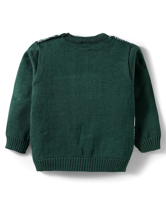 Babyhug Knit Full Sleeves Sweater Set With Heart Design - Green
