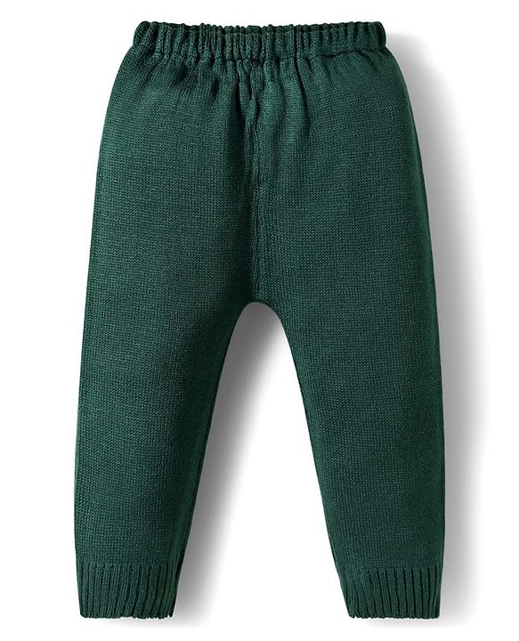 Babyhug Knit Full Sleeves Sweater Set With Heart Design - Green