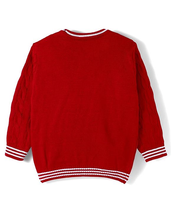 Babyhug Knit Full Sleeves Pullover Sweater with Cable Knit Design - Red