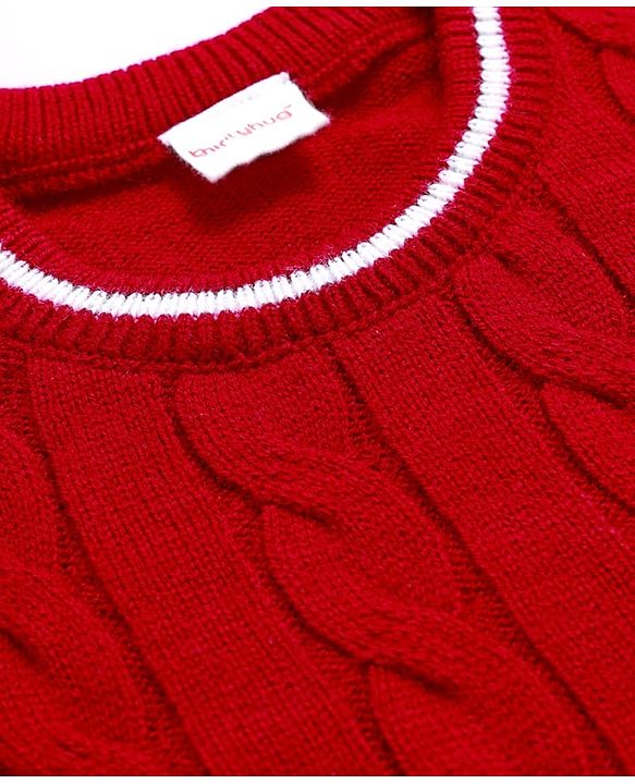 Babyhug Knit Full Sleeves Pullover Sweater with Cable Knit Design - Red