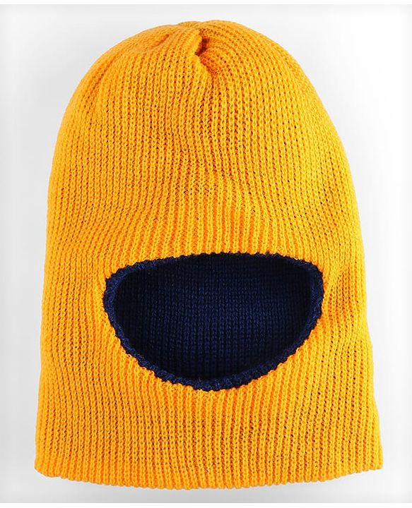Babyhug Knit Solid Color Woollen Monkey Cap Yellow - Diameter 13 cm