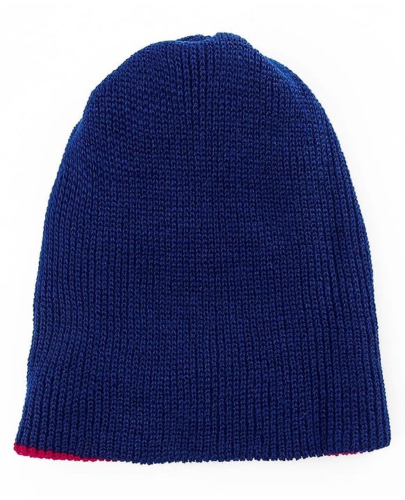 Babyhug Knit Solid Color Woollen Reversible Monkey Cap Red - Diameter 13 cm