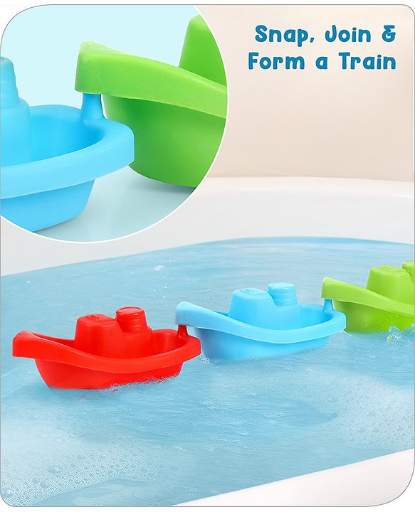 Babyhug Bath Time Floating Boats| Bath Toys for Kids| 10 Boats| Multi-Color Toddler Activity Toy| Baby Tub Toy