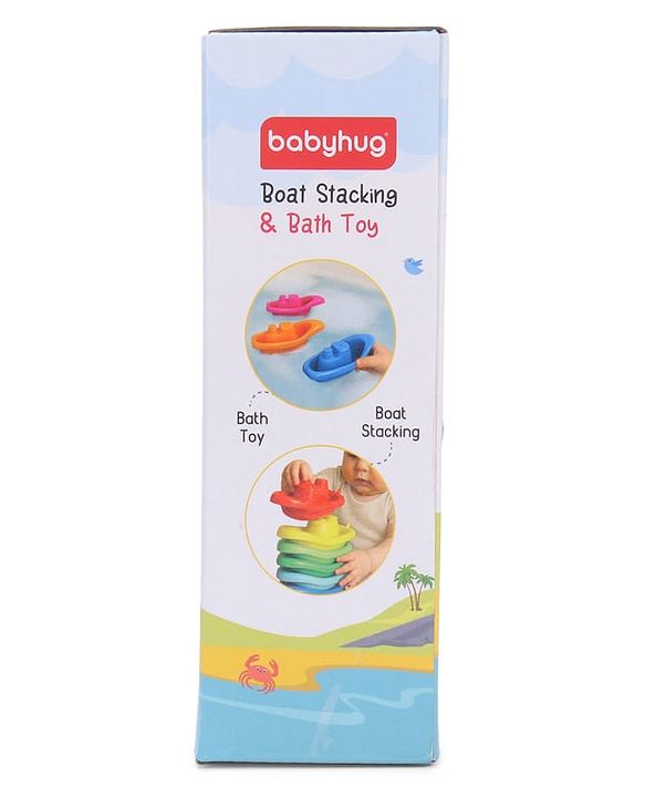 Babyhug Bath Time Floating Boats| Bath Toys for Kids| 10 Boats| Multi-Color Toddler Activity Toy| Baby Tub Toy
