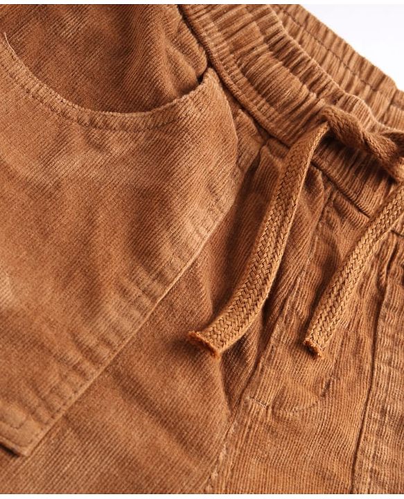 Pine Kids Corduroy Woven Full Length Solid Colour Trouser - Khaki