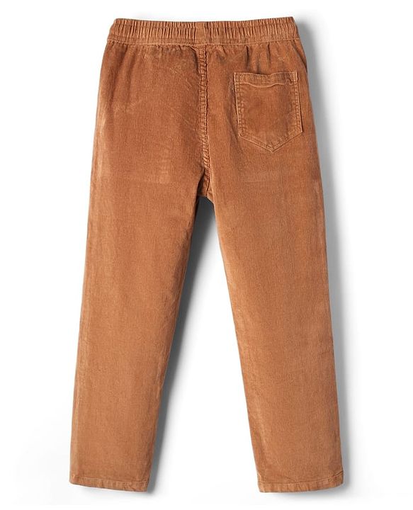Pine Kids Corduroy Woven Full Length Solid Colour Trouser - Khaki