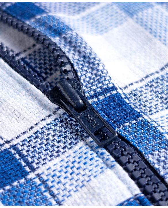 Babyhug Cotton Woven Full Sleeve Hooded Shirt with Kangaroo Pocket & Tartan Checks - Blue