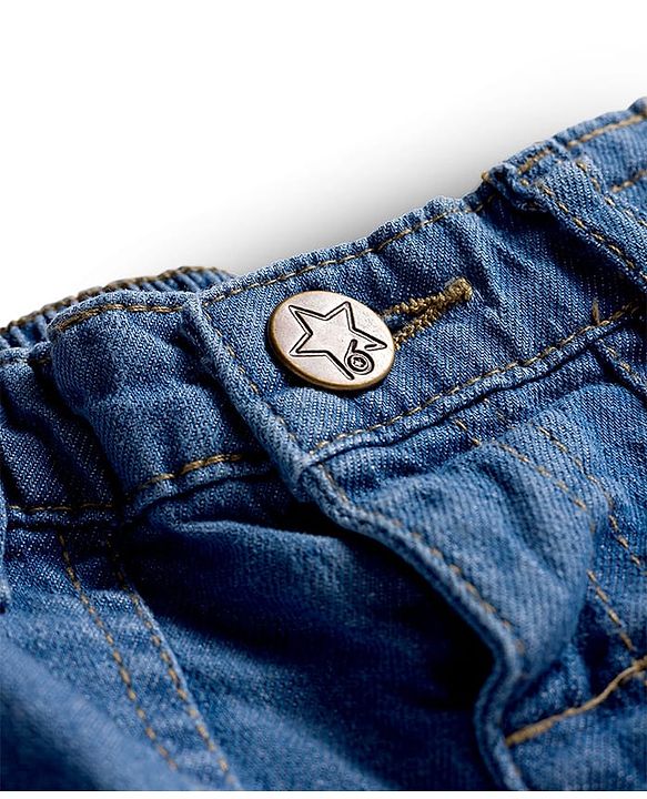 Babyhug Denim Knee Length Washed Jamaican With Stretch - Blue