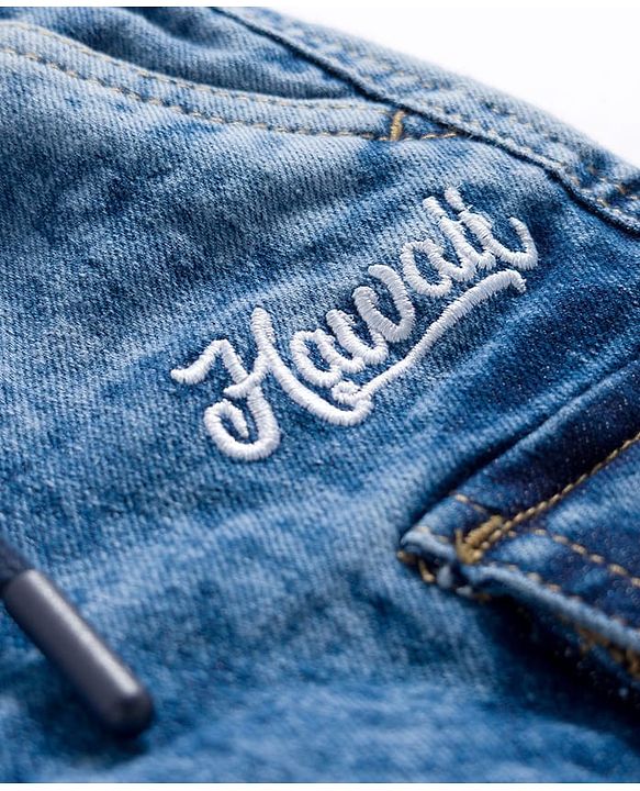 Babyhug Denim Knee Length Washed Jamaican With Stretch - Blue