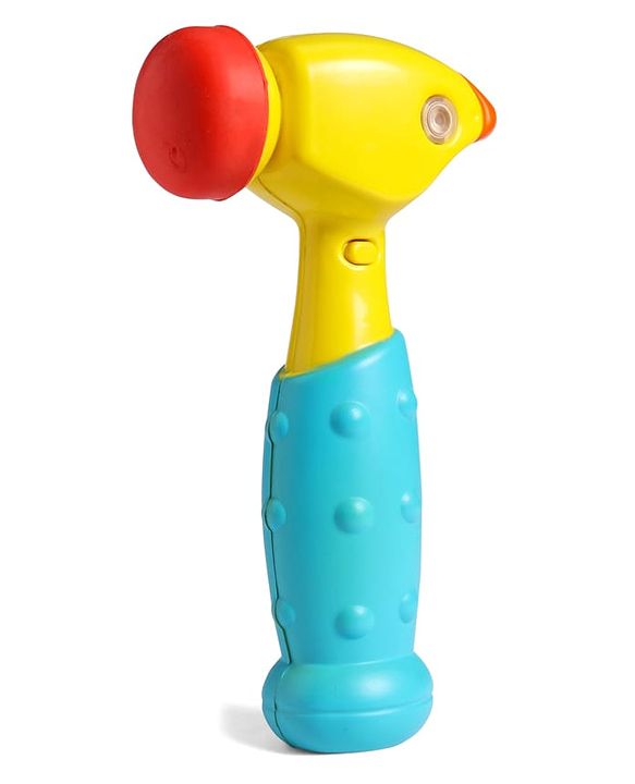 Babyhug Musical Hammer Toy with Light & Music - Yellow | Soft Rubber Head Baby Hammer Toy | Improves Motor Skills| Easy Grip Handle | Safe for Toddlers | Non-Toxic | BIS Certified