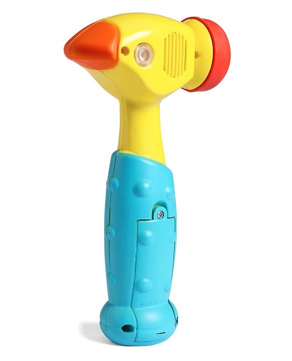 Babyhug Musical Hammer Toy with Light & Music - Yellow | Soft Rubber Head Baby Hammer Toy | Improves Motor Skills| Easy Grip Handle | Safe for Toddlers | Non-Toxic | BIS Certified