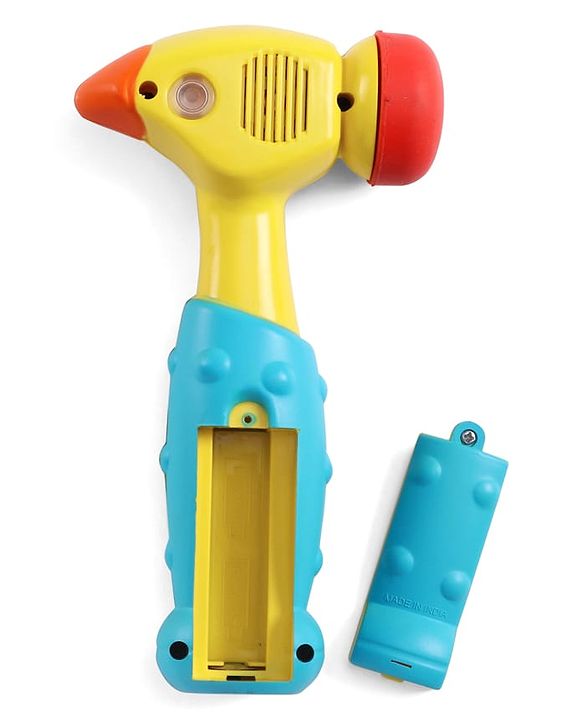 Babyhug Musical Hammer Toy with Light & Music - Yellow | Soft Rubber Head Baby Hammer Toy | Improves Motor Skills| Easy Grip Handle | Safe for Toddlers | Non-Toxic | BIS Certified